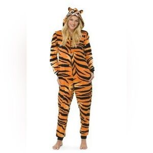 Nick & Nora One Piece Tiger Hooded Fleece Pajamas or Costume